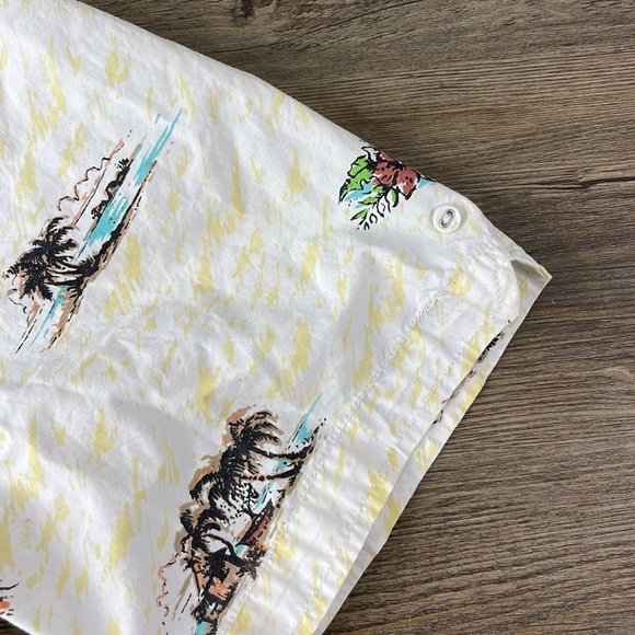 Etnies Men’s White Yellow Hawaiian Tropical Button Up Collared Short Shirt sz XL - Picture 7 of 10